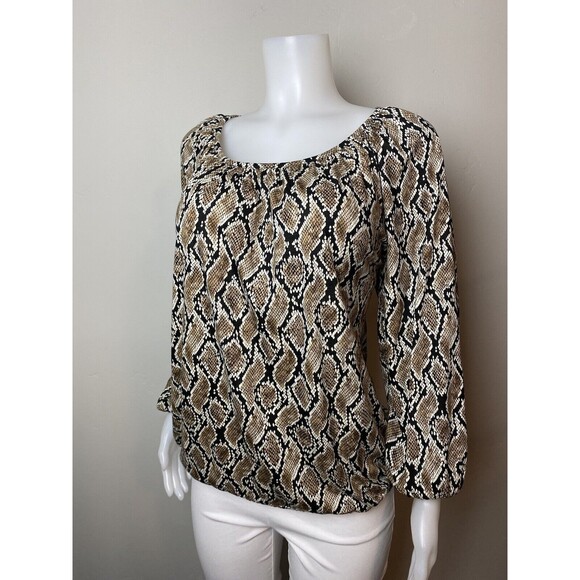 F. Michael Kors Top Size L Print Multicolor Long Sleeve Round Neck NWT $64 - Picture 3 of 11